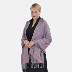 Jacquard Paisley-Schal mit Fransen, 170cm x 75cm, Modena-Blau