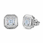 Asscher Schliff Moissanit Ohrstecker, 925 Silber rhodiniert, ca. 2.34 ct