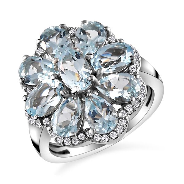 Espirito Santo Aquamarin und Zirkon Ring, ca. 3,92 ct. image number 5