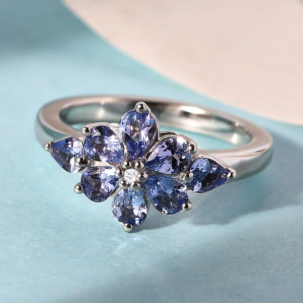 Tansanit und wei&szlig;er Zirkon-Ring - 1,08 ct. image number 2