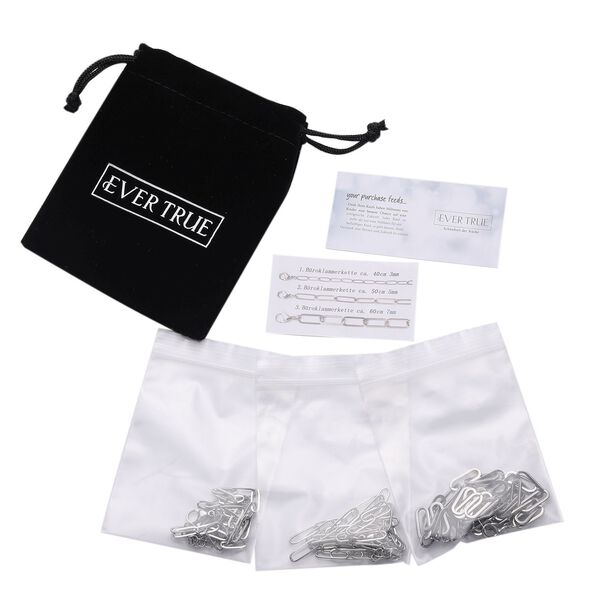 EVER TRUE 3er-Set- Stacking B&uuml;roklammerketten in Silberton image number 6