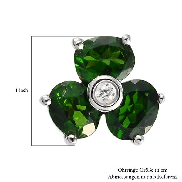 Nat&uuml;rlicher Chromdiopsid Blumen-Ohrstecker, 925 Silber platiniert ca. 2,13 ct image number 6