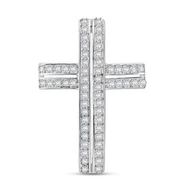 Lustro Stella Weißer Zirkonia Kreuz Anhänger 925 Silber rhodiniert