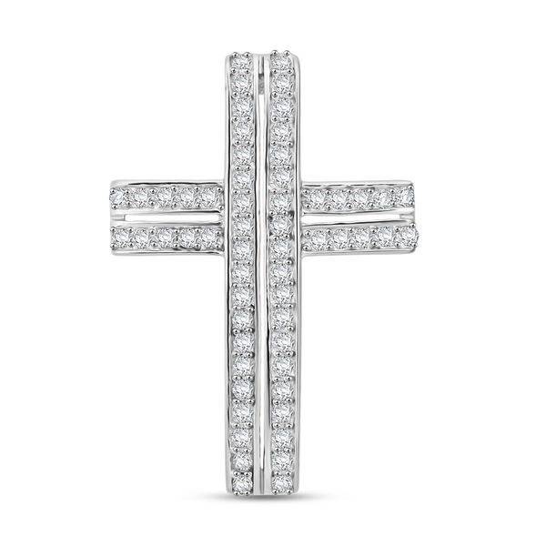 Lustro Stella Wei&szlig;er Zirkonia Kreuz Anh&auml;nger 925 Silber rhodiniert