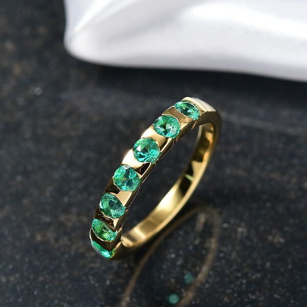 LUXURIANT AAA Labor kolumbianischer Smaragd Ring, 925 Silber 750 Gelbgold Vermeil - 0,83 ct. image number 2