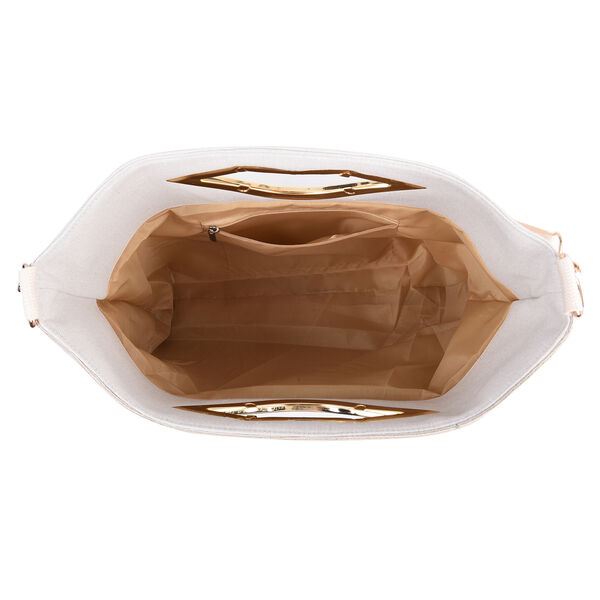 Jacquard Crossbody Tasche, Rose Muster, Gr&ouml;&szlig;e 39x10x26 cm, Beige und Rot image number 5