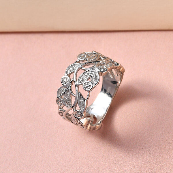 ALLORO platinierter Silberring mit Diamantakzenten image number 2