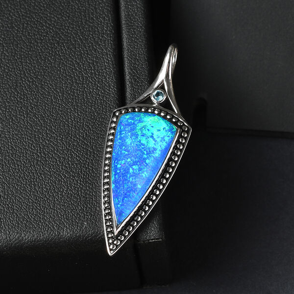 Sajen Silber - Blauer Opaltraum (Dublett), Schweizer Blauer Topas Anh&auml;nger 925 Silber rhodiniert ca. 8.90 ct image number 2