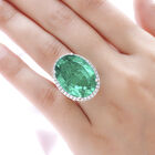 Smaragd-Triplett-Quarz und weißer Zirkon-Ring, 925 Silber platiniert  ca. 34,05 ct image number 2