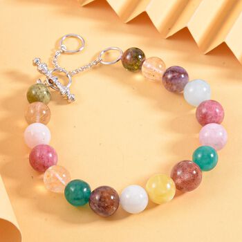 AAA Mehrfarbig Edelsteine, Roter Granat Armband ca. 18 cm 925 Silber rhodiniert ca. 138.59 ct