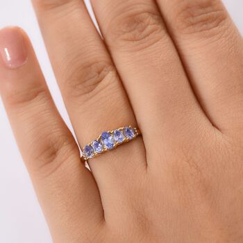 D&rsquo;Joy Tansanit und Diamant Ring, 925 Silber vergoldet - 0,90 ct.