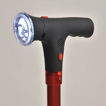LIVMORE Smart Gehstock, klappbar, 85-97cm, LED Licht, SOS Alarm, Rot image number 3