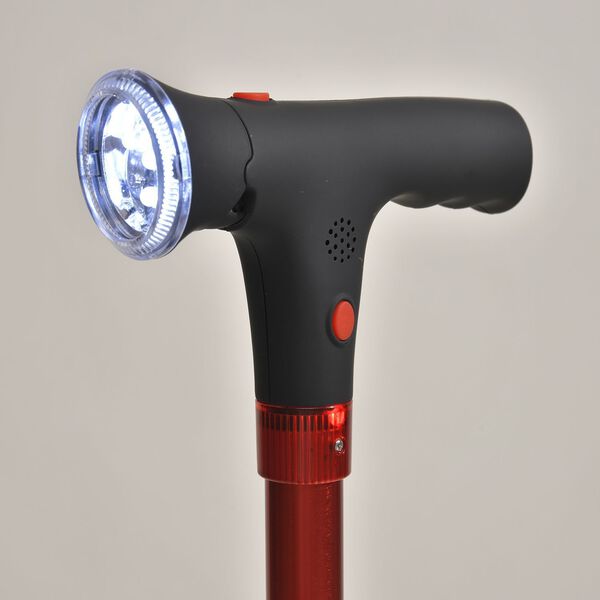 Klappbarer Smart-Walking-Stick mit drehbarem LED-Frontlicht in rot image number 4