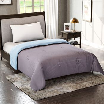 Serenity Night Wende-K&uuml;hlsteppdecke, Zwei-Ton, 135&times;200cm, Hellblau und Dunkelgrau