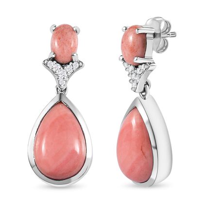 AA Oregon Sonnenaufgang Pfirsich Opal Ohrringe, 925 Silber platiniert, ca. 5.19 ct