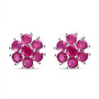 Afrikanischer Rubin (Fissure gefüllt)-Ohrringe, 925 Silber platiniert ca. 2.61 ct