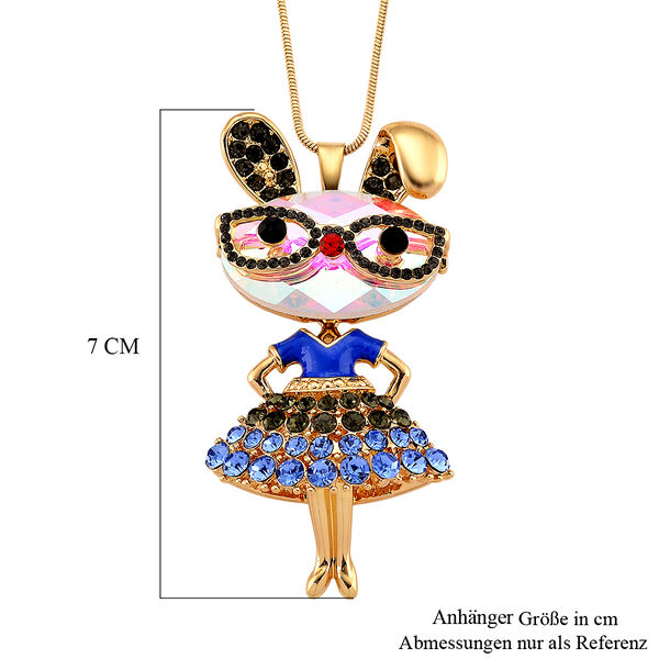 Mehrfarbiger Kristall Anh&auml;nger mit Kette, ca. 63.5 cm + 5 cm Extender, Legierung emailliert, Legierung Gelb image number 6