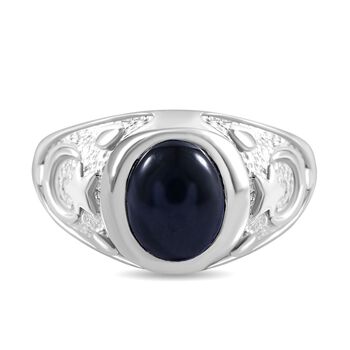 Stern blauer Saphir Ring 925 Silber rhodiniert (Gr&ouml;&szlig;e 18.00) ca. 3.11 ct