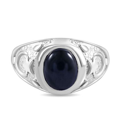 Stern blauer Saphir Ring 925 Silber rhodiniert (Gr&ouml;&szlig;e 18.00) ca. 3.11 ct
