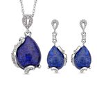 2er Set, Lapislazuli Ohrringe und Anhänger mit Kette, ca. 14.00 ct