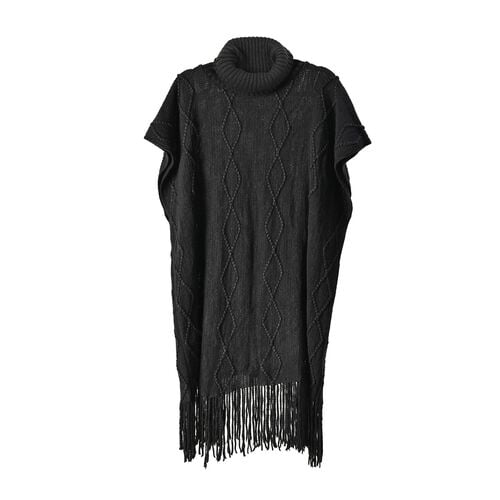 LA MAREY - Poncho mit Quasten, Beige image number 0