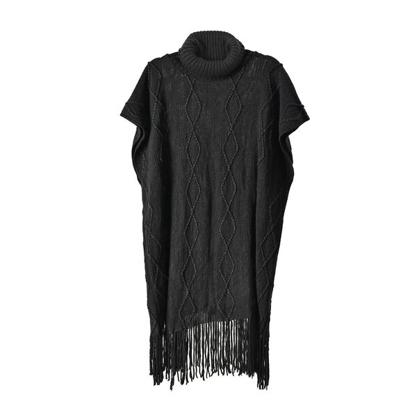 LA MAREY - Poncho mit Quasten, Beige image number 0