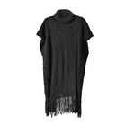 LA MAREY - Poncho mit hohem Kragen und Quaste, Größe:(passend für S-XL): 70x65+15 cm, Schwarz