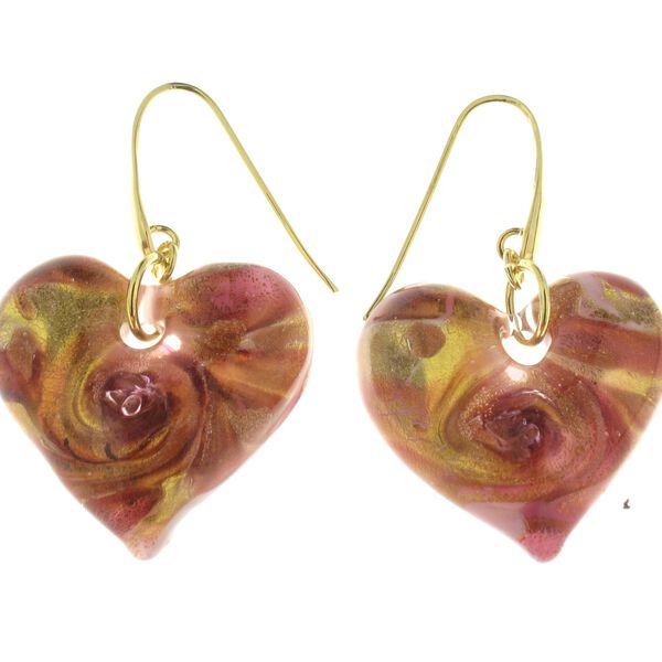 IL MURANO DI FRANCESCA- rosa und gold Muranoglas aus Italien Herz Ohrringe