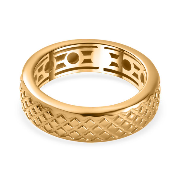Handgearbeiteter Bandring mit Diamantschliff-Muster, 925 Silber Gelbgold Vermeil image number 6