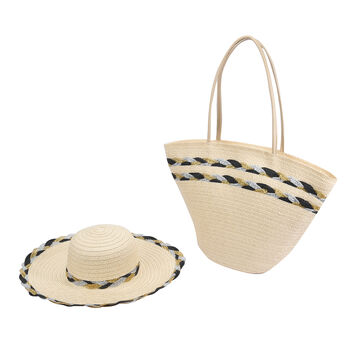 2er-Set: Strohhut mit passender Handtasche