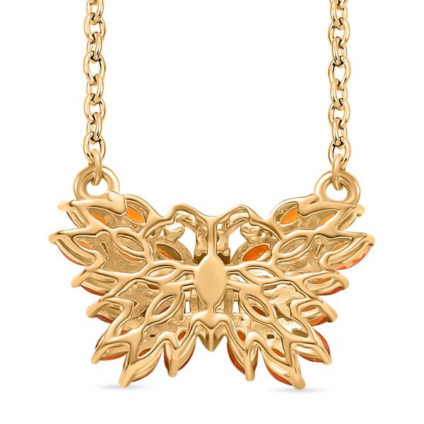 Feueropal und Zirkon Halskette, 45 cm - 1,33 ct. image number 5