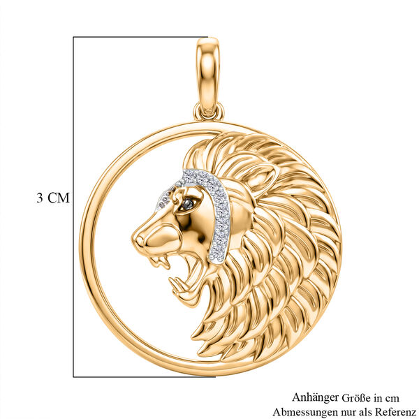 GP - Kanchanaburi Blauer Saphir, Wei&szlig;er Zirkon Anh&auml;nger 925 Silber 750 Gelb Vergoldet image number 6