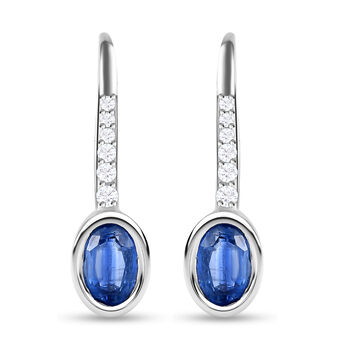 Kyanit und wei&szlig;e Zirkon-Ohrringe, 925 Silber platiniert ca. 2,37 ct
