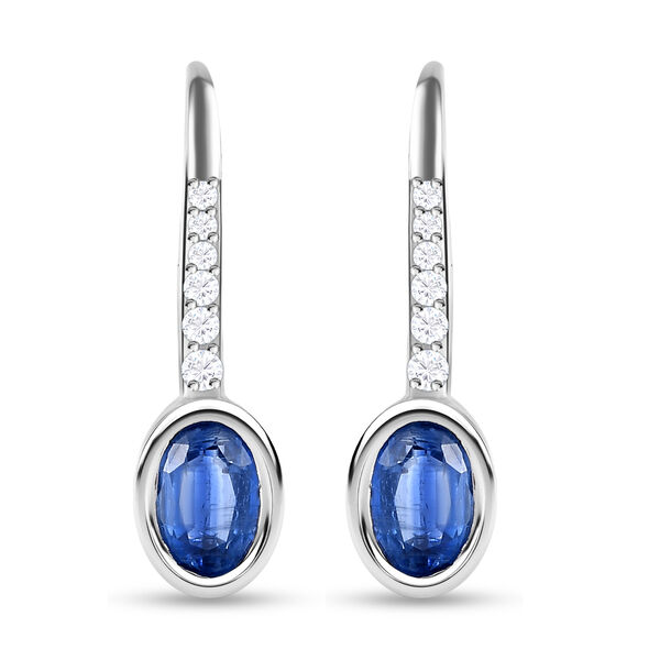 Kyanit und wei&szlig;e Zirkon-Ohrringe, 925 Silber platiniert ca. 2,37 ct