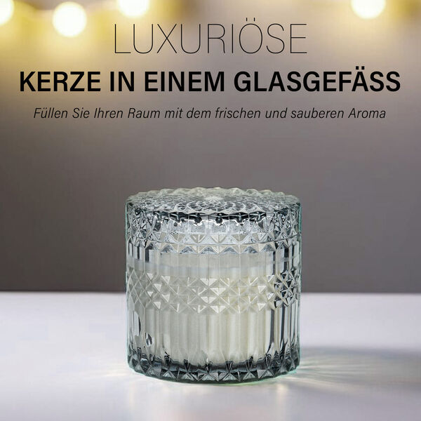 Handgefertige Duftkerze im Glasgef&auml;&szlig;, 50h Brenndauer, Grau image number 2