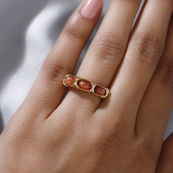 Korevora Sonnenstein 3-Stein-Ring, 925 Silber vergoldet  ca. 1,49 ct image number 3