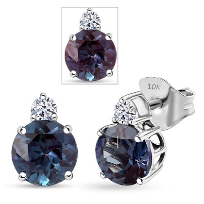 AAA Lab Grown Alexandrit, Lab Grown Diamant Ohrringe 417 Gold ca. 3.15 ct