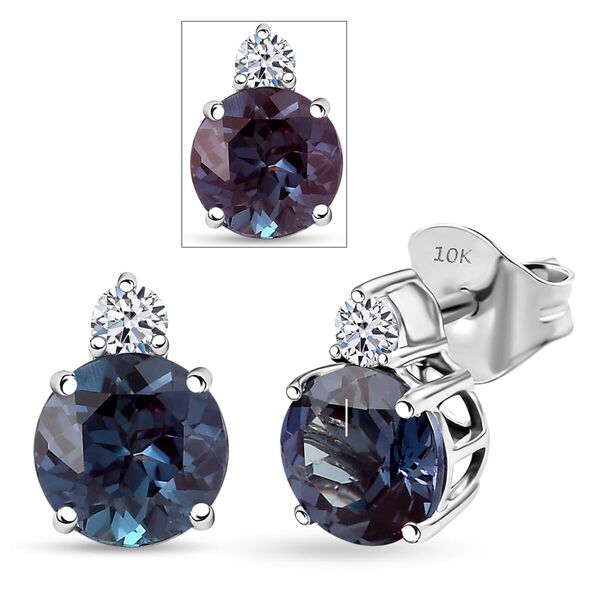 AAA Lab Created Alexandrit, Lab Grown Diamant Ohrringe 417 Gold ca. 3,15 ct. image number 0