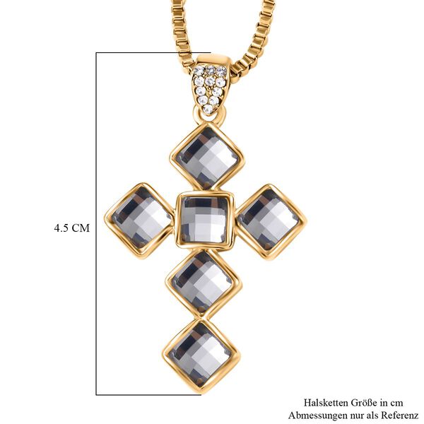 Grauer Kristall, Weißer Kristall Halskette ca. 60 cm, goldfarben image number 6