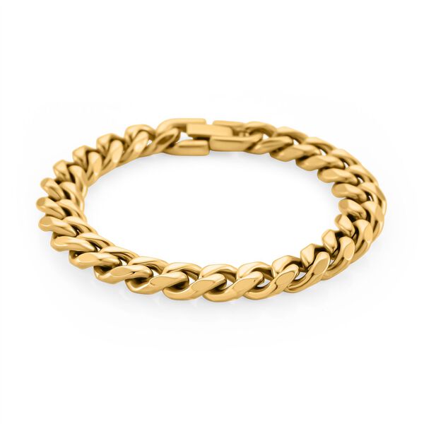 DESIGNER INSPIRIERT Panzer 316L Edelstahl IP-Gelbbeschichtung Armband ca. 19 cm ca. 23,20g