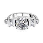 Strahlender Glanz mit Smaragdschliff-Akzenten Moissanit Ring, 925 Silber platiniert (Größe 21.00) ca. 2.16 ct