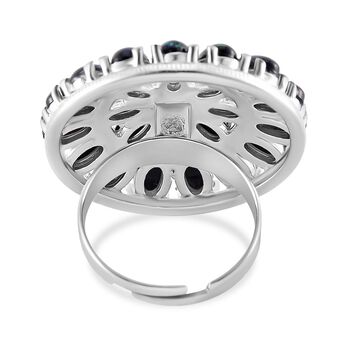 Simulierter schwarzer Opal Ring, flexibel (Gr&ouml;&szlig;e 17.00-19.00), 316L Edelstahl