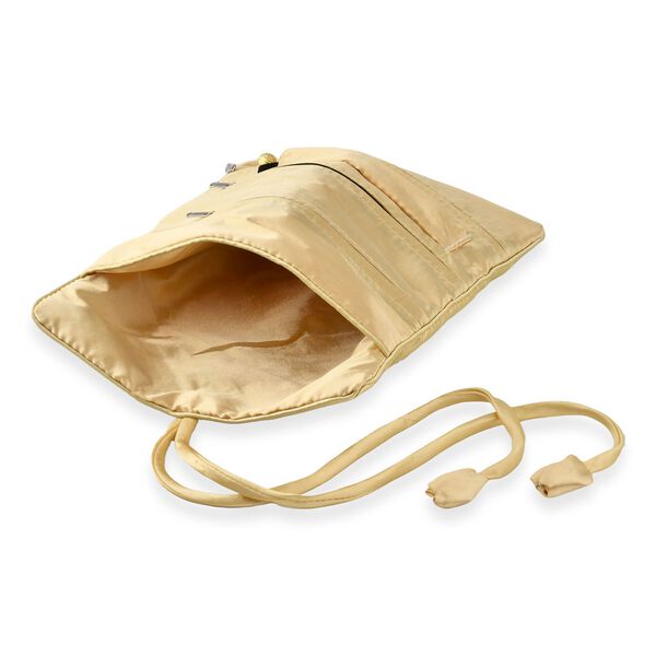 Schmuckorganizer aus Satin mit Stickerei und 5 Premium-Poliert&uuml;chern, 20x9cm, Gold image number 7