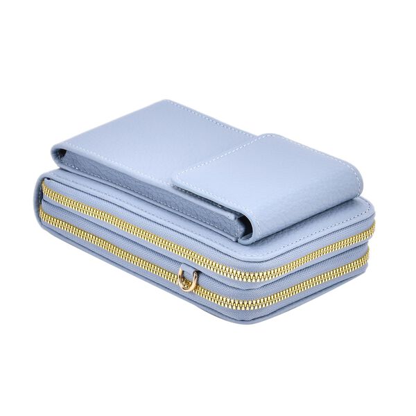 Crossbody-Handytasche mit RFID-Schutz und gemustertem Trageriemen, 19x6x11 cm, Hellblau image number 7