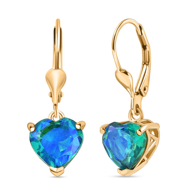 D'Joy Pfau Quarz Triplette Ohrringe 925 Silber 750 Gelb Vergoldet ca. 4,75 ct.