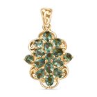 D'Joy Grüner Apatit Anhänger 925 Silber 750 Gelb Vergoldet ca. 2,65 ct.