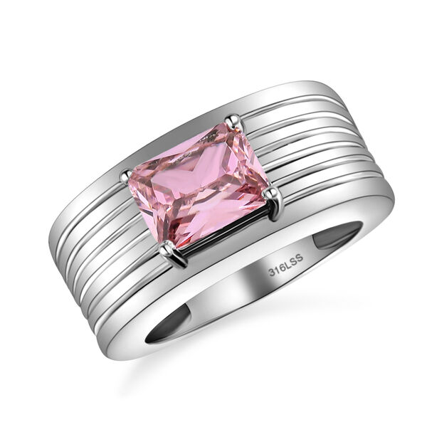Rosa Zirkonia Ring, Edelstahl  ca. 2,40 ct image number 4