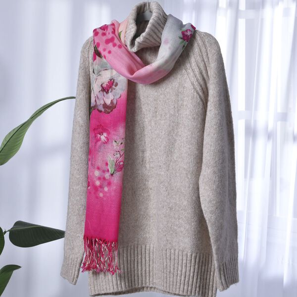 100% Merino Woll-Schal mit Quasten, 70x180cm, Mehrfarbig image number 2