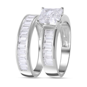 LUSTRO STELLA 2er-Set- wei&szlig;e Zirkonia-Ringe - 5,04 ct.