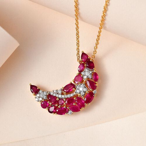 GP Celestial Dream Kollektion- Afrikanischer Rubin, Moissanit und Saphir-Anhänger mit 50cm Kette- 3.87 ct. image number 1